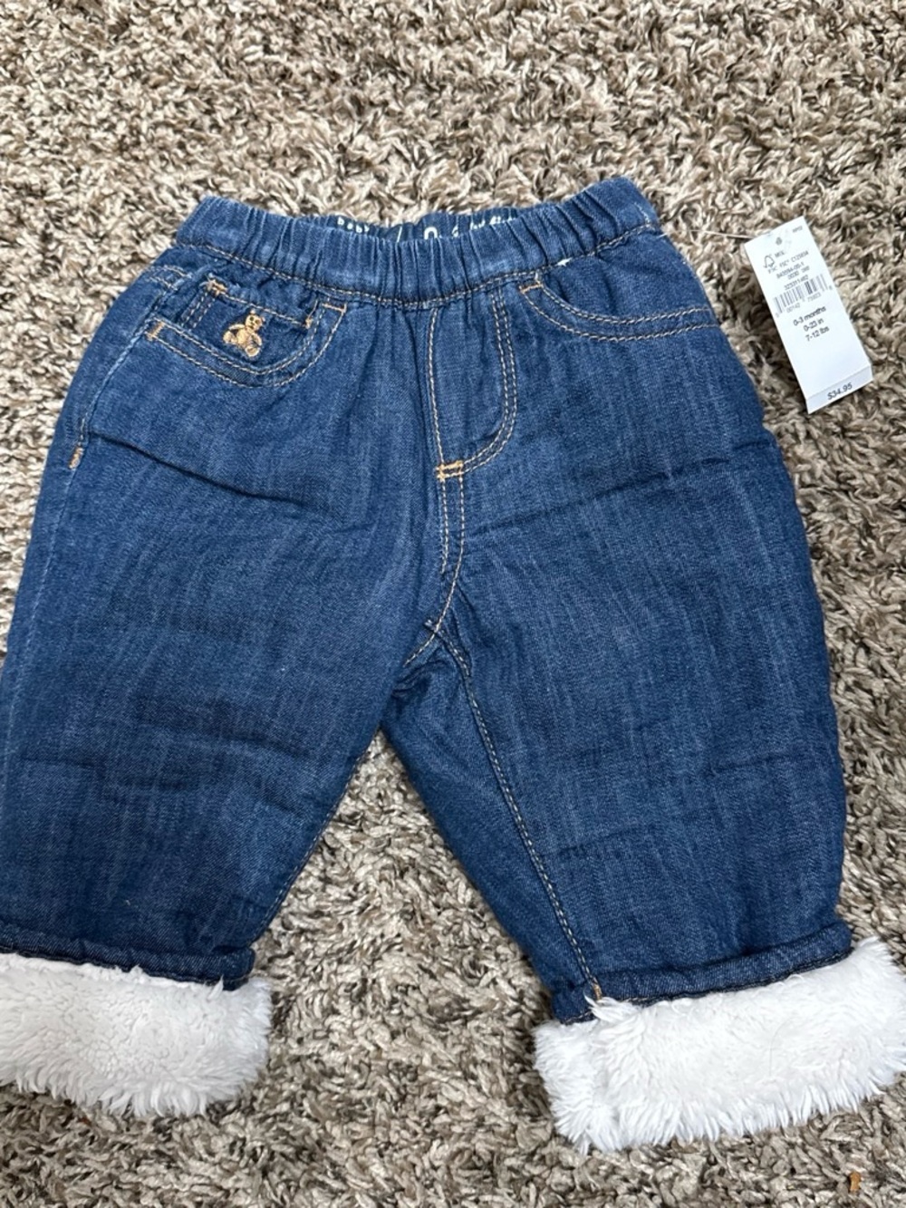 GAP Dark Blue Denim Jeans with White Fleece Cuffs
